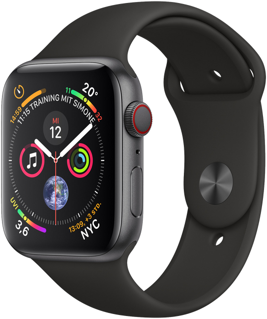 Apple Watch 4 LTE grau Alu 44mm Sportband schwarz MTVU2 - Ohne Vertrag