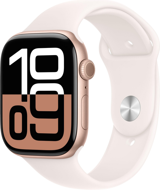Apple Watch 10 GPS Roségold Alu 46mm Sportarmband Blassrosa S/M MWWT3 - Ohne Vertrag