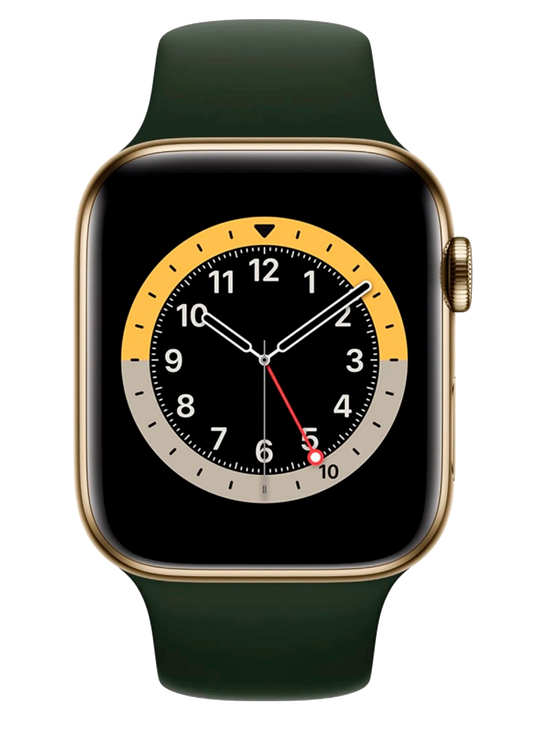 Apple Watch Series 6 LTE Gold Edelstahl 44mm Sportarmband Zyperngrün M09F3 - Ohne Vertrag