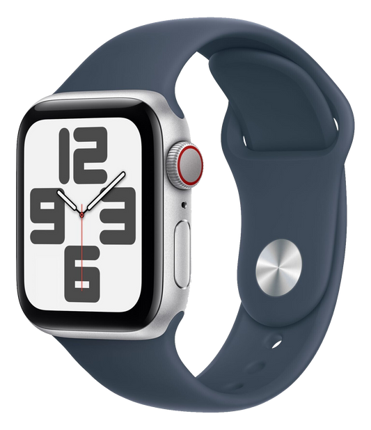 Apple Watch SE 2022 LTE Silber Aluminium 40mm Sportarmband Sturmblau S/M MRGJ3QF/A - Ohne Vertrag