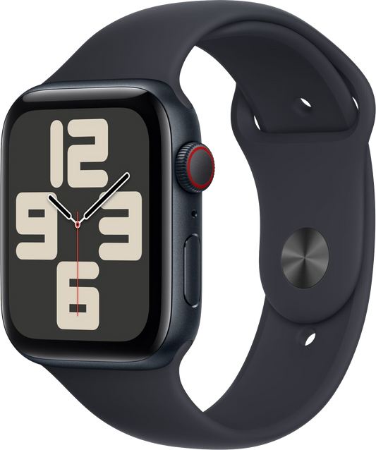 Apple Watch SE 2024 LTE Mitternacht Alu 44mm Sportarmband Mitternacht M/L MXGM3 - Onhe Vertrag