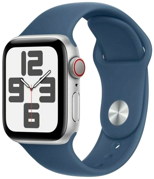 Apple Watch SE 2022 LTE Silver Alu 44mm Sportarmband Blau S/M MXGP3 - Ohne Vertrag