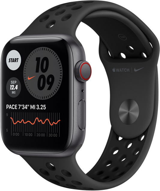 Apple Watch SE LTE Nike Space Grau 44mm Sportarmband Schwarz MG0A3 - Ohne Vertrag