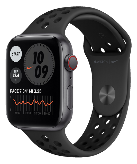 Apple Watch SE LTE Nike Space Grau 44mm Sportarmband Schwarz MKT73 - Ohne Vertrag