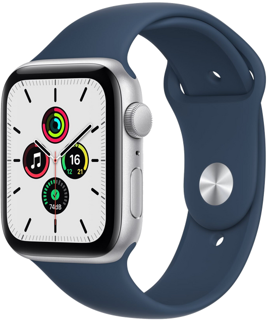 Apple Watch SE Silber 44mm Sport Loop Dunkelmarine MKQ43 - Onhe Vertrag