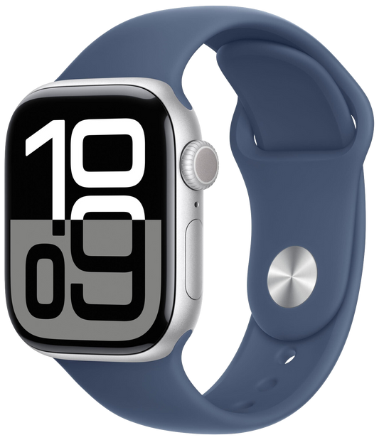 Apple Watch 10 LTE Silber Alu 42mm Sportarmband Denim S/M MWX33 - Ohne Vertrag