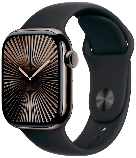 Apple Watch 10 LTE Schiefer Titan 42mm Sportarmband Schwarz S/M MWXG3 - Ohne Vertrag