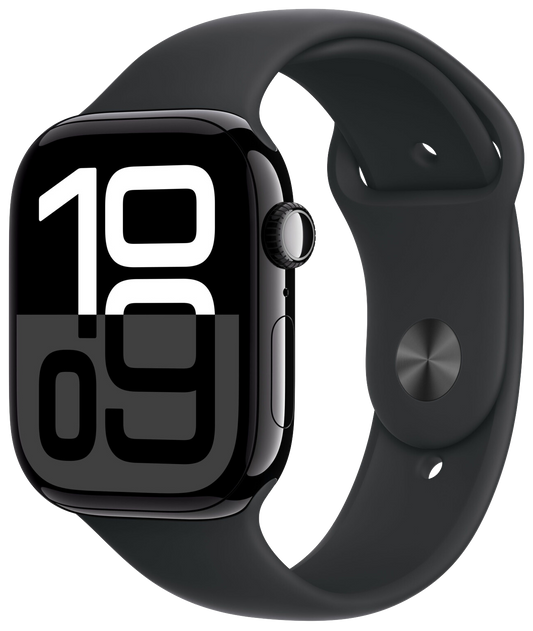 Apple Watch 10 LTE Diamantschwarz Alu 46mm Sportarmband Schwarz M/L MWY43 - Ohne Vertrag