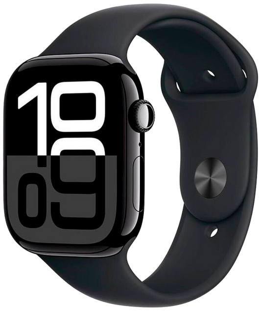 Apple Watch 10 LTE Diamantschwarz Alu 46mm Sportarmband Schwarz S/M MWY33 - Ohne Vertrag