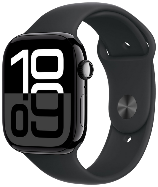 Apple Watch 10 GPS Diamantschwarz Alu 46mm Sportarmband Schwarz S/M MWWP3 - Ohne Vertrag