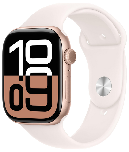 Apple Watch 10 GPS Roségold Alu 46mm Sportarmband Blassrosa M/L MWWU3 - Ohne Vertrag