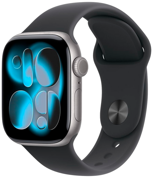 Apple Watch 11 5G Space Grau Alu 42mm Sportarmband Schwarz S/M MF8A4 - Ohne Vertrag