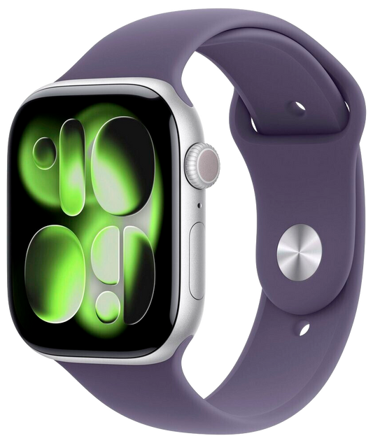 Apple Watch 11 5G Silber Alu 46mm Sportarmband Nebelviolett M/L MFCR4 - Ohne Vertrag