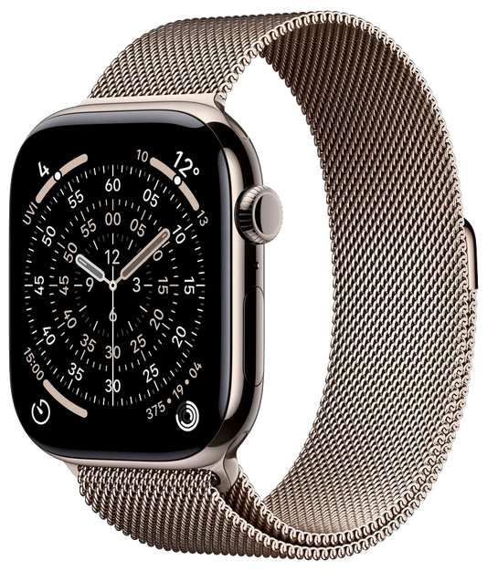 Apple Watch 11 5G Natur Titan 46mm Milanaise Armband Natur M/L MFD04 - Ohne Vertrag