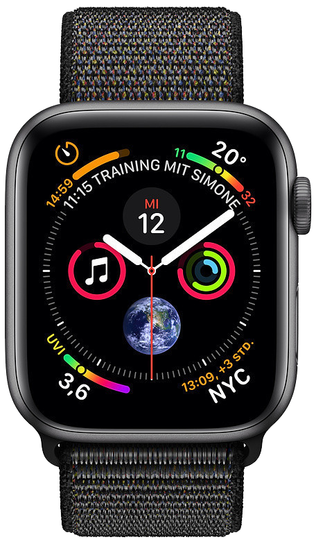 Apple Watch 4 grau Alu 40mm Sport Loop schwarz MU672
