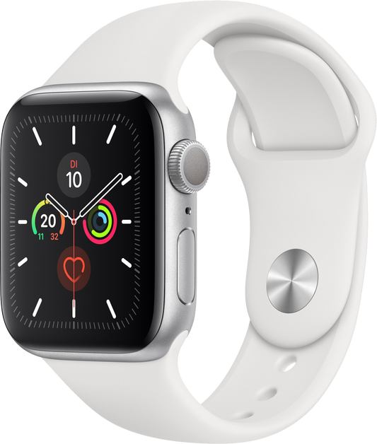 Apple Watch 5 LTE silber Alu 44mm Sportarmband weiß MWWC2