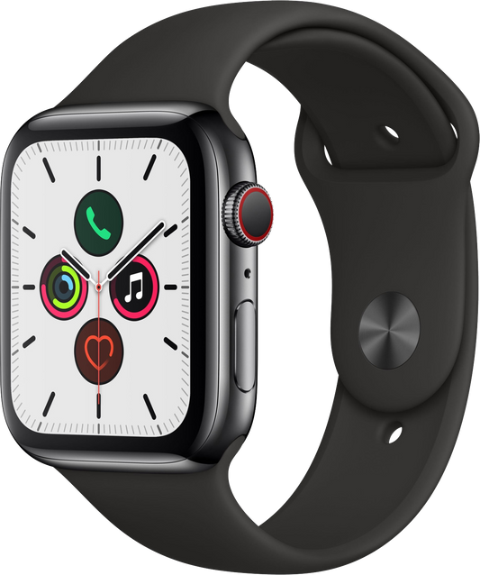 Apple Watch 5 LTE grau Edelstah 44mm armband schwarz MWWK2 - Ohne Vertrag
