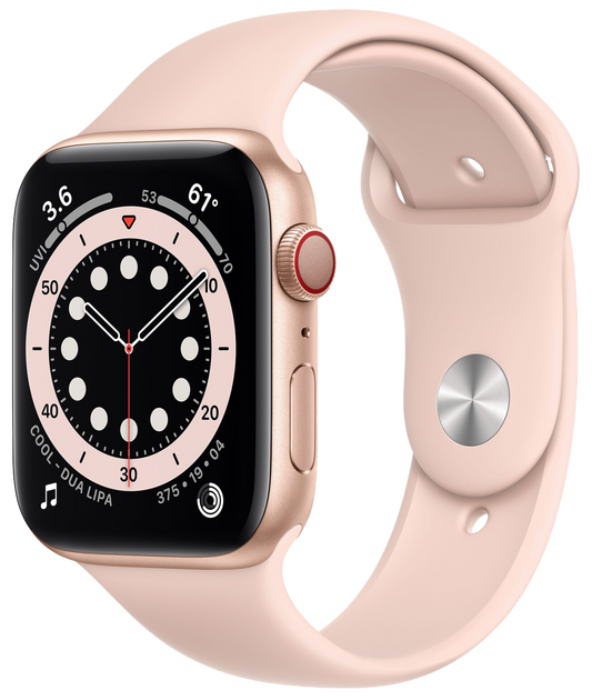 Apple Watch 6 LTE Gold Alu 44mm Sportarmband Sandrosa MG2D3 - Ohne Vertrag
