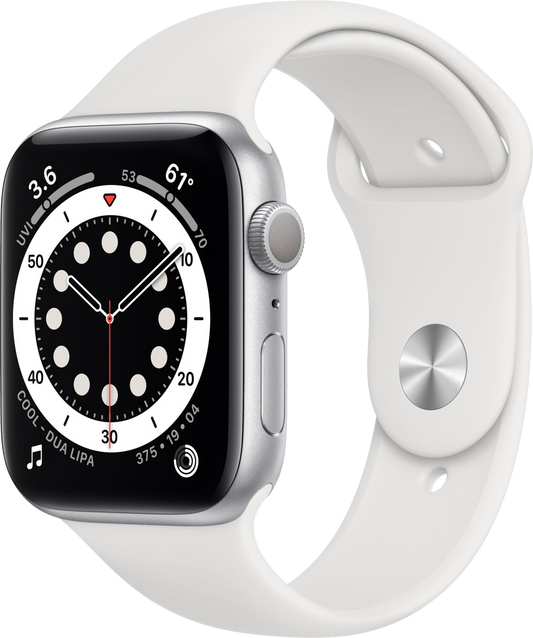 Apple Watch 6 Silber Alu 44mm Sportarmband Weiß M00D3 - Onhe Vertrag