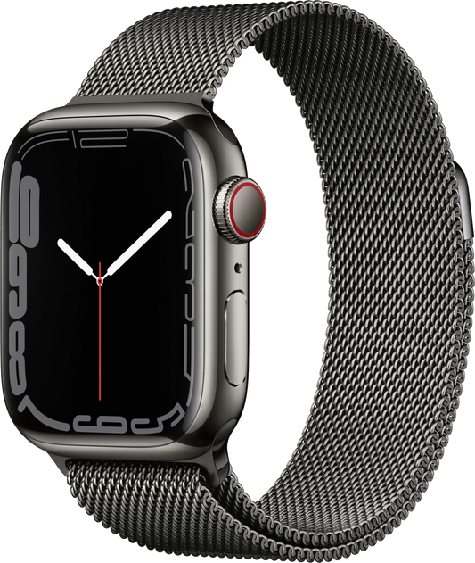 Apple Watch 7 4G 41mm Edelstahl Milanaise Armband Graphit MKJ23 - Ohne Vertrag