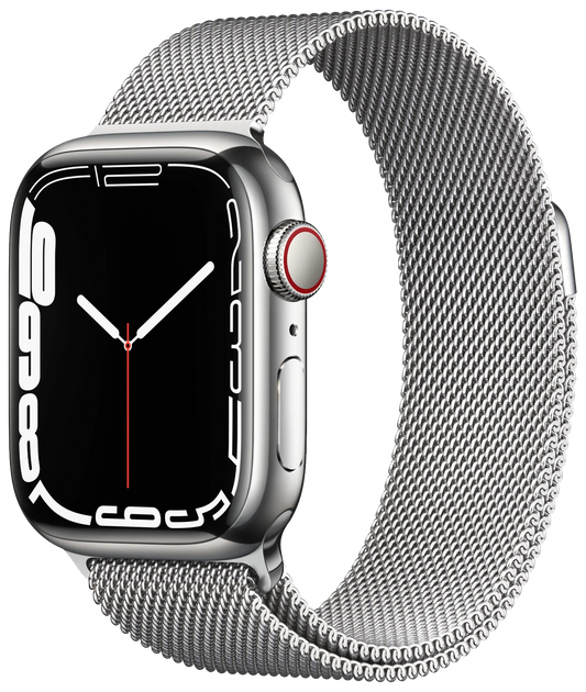 Apple Watch 7 4G 41mm Edelstahl Milanaise Silber MKHX3 - Ohne Vertrag