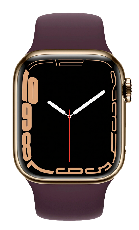 Apple Watch 7 4G 41mm Edelstahl Sportarmband Dunkelkirsch MKHY3 - Ohne Vertrag