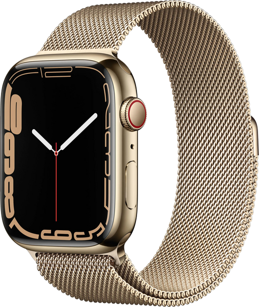 Apple Watch 7 4G 45mm Edelstahl Milanaise Gold MKJY3 - Ohne Vertrag