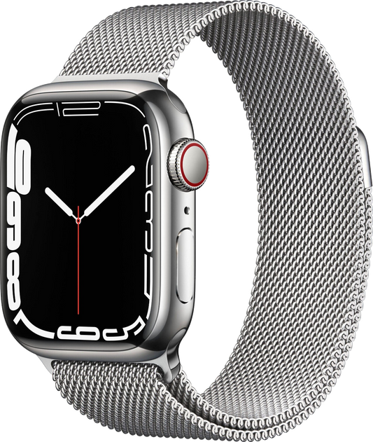 Apple Watch 7 4G 45mm Edelstahl Milanaise Silber MKJW3 - Onhe Vertrag