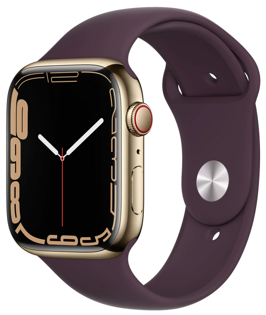 Apple Watch 7 4G 45mm Edelstahl Sportarmband Dunkelkirsche MKJX3 - Ohne Vertrag						