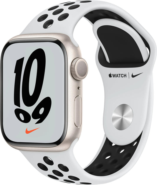 Apple Watch 7 Nike gold Alu 41mm Sportarmband Platinum MKN33
