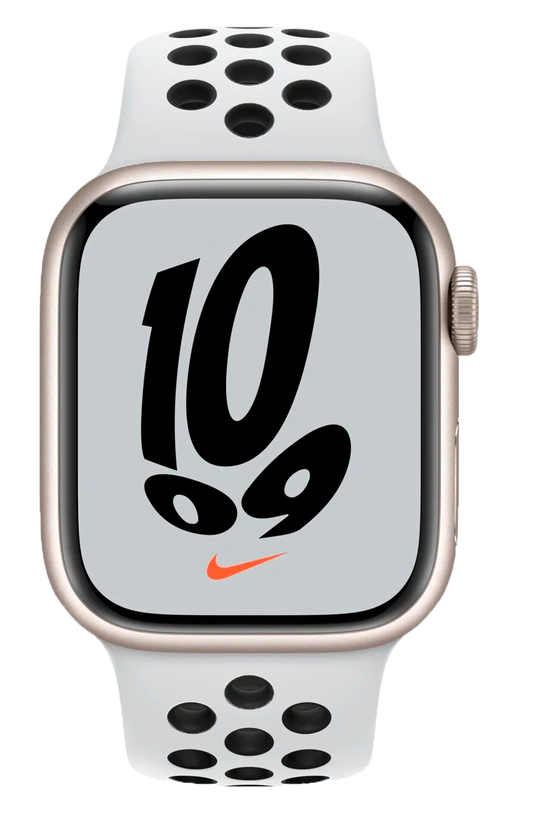 Apple Watch 7 Nike 4G 41mm Alu Sportarmband Platinum MKJ33 - Ohne Vertrag
