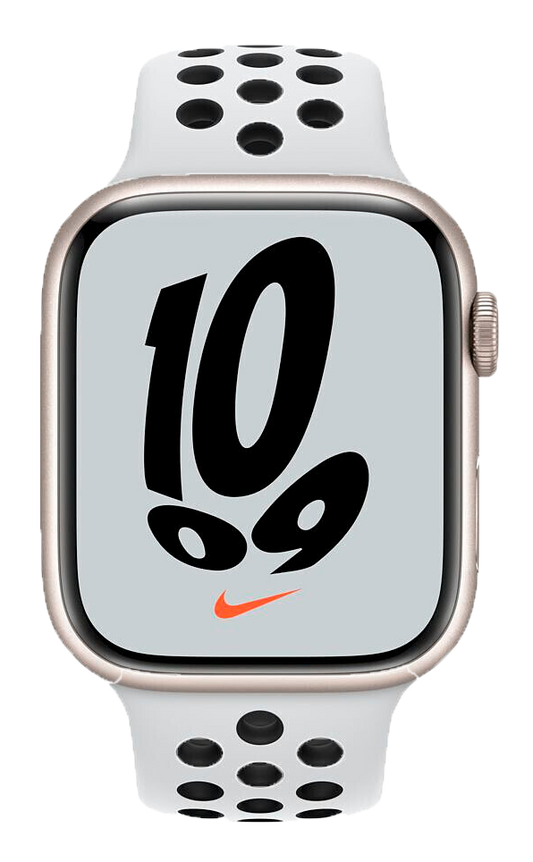 Apple Watch 7 Nike 4G 45mm Alu Sportarmband Pure Platinum/Schwarz MKL43 - Ohne Vertrag