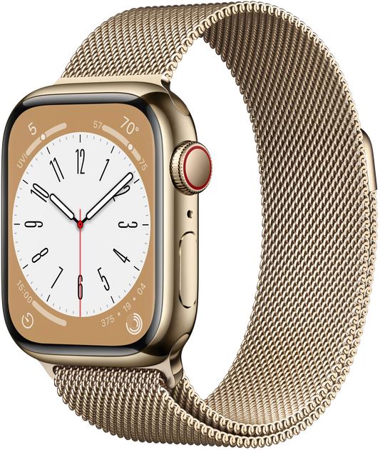 Apple Watch 8 LTE gold Edelstahl 41mm Milanaise Gold MNJF3 - Ohne Vertrag