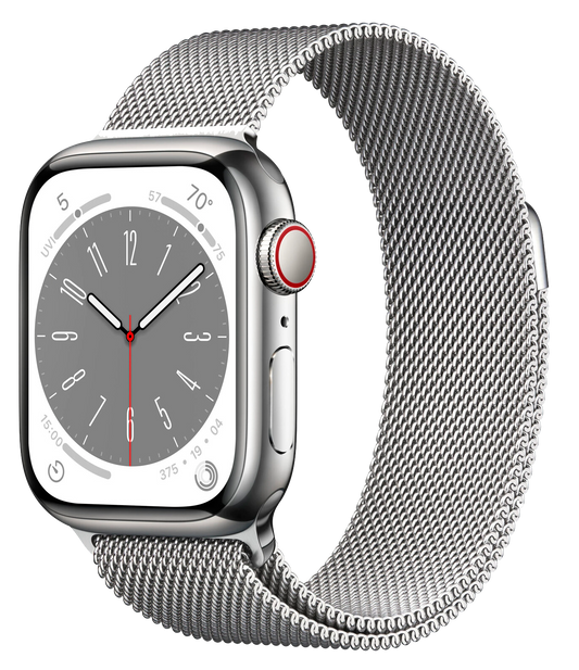 Apple Watch 8 LTE silber Edelstahl  41mm Steel Milanaise silver MNJ83F - Ohne Vertrag