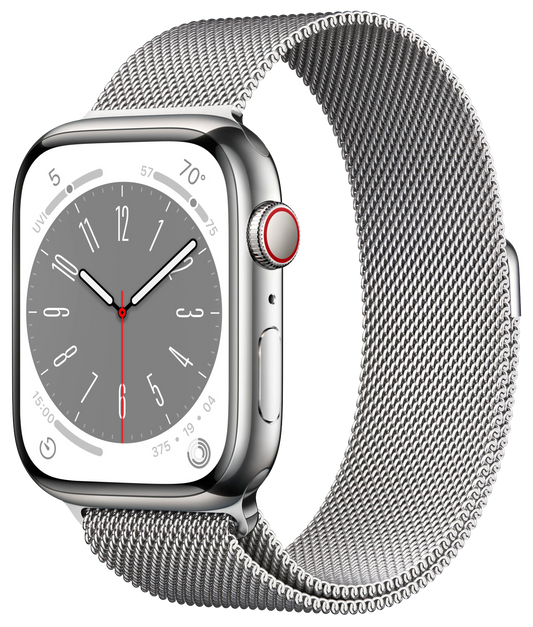 Apple Watch 8 LTE silber Edelstahl 45mm Steel Milanaise silver MNKJ3 - Ohne Vertrag
