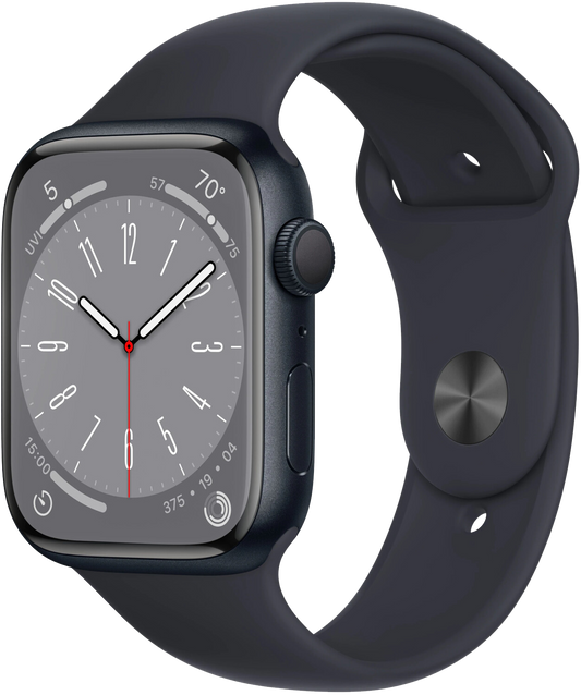 Apple Watch S8 GPS Mitternacht Alu 45mm Sportarmband Mitternacht MNP13 - Onhe Vertrag