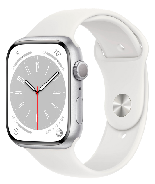 Apple Watch S8 GPS 45mm silber Alu Sportarmband weiß MP6N3 - Ohne Vertrag