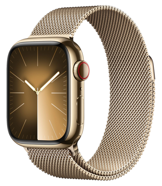 Apple Watch 9 LTE Gold Edelstahl 41mm Milanalse Loop Gold MRJ73 - Ohne Vertrag