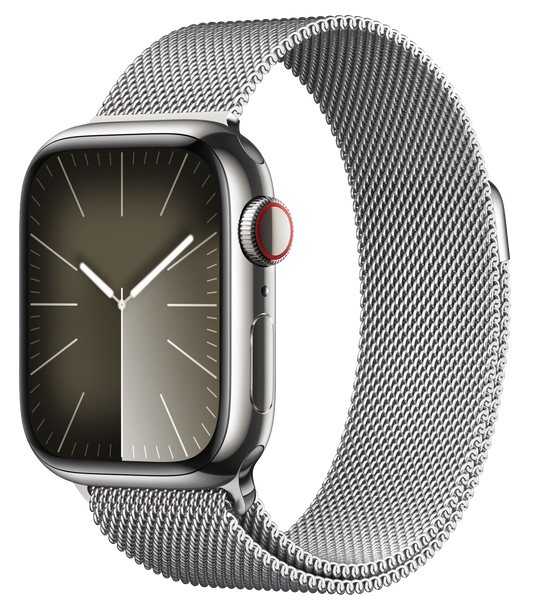Apple Watch 9 LTE Silber Edelstahl 41mm Milanalse Loop Silber MRJ43 - Ohne Vertrag