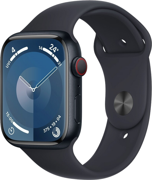 Apple Watch 9 LTE Alu 45mm Sportarmband Mitternacht M/L MRMD3 - Ohne Vertrag