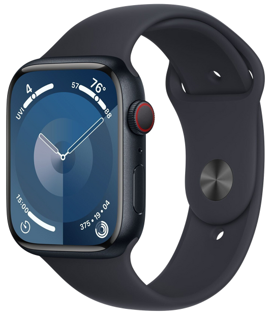 Apple Watch 9 LTE Mitternacht Alu 45mm Sportarmband Mitternacht S/M 3M597 - Ohne Vertrag