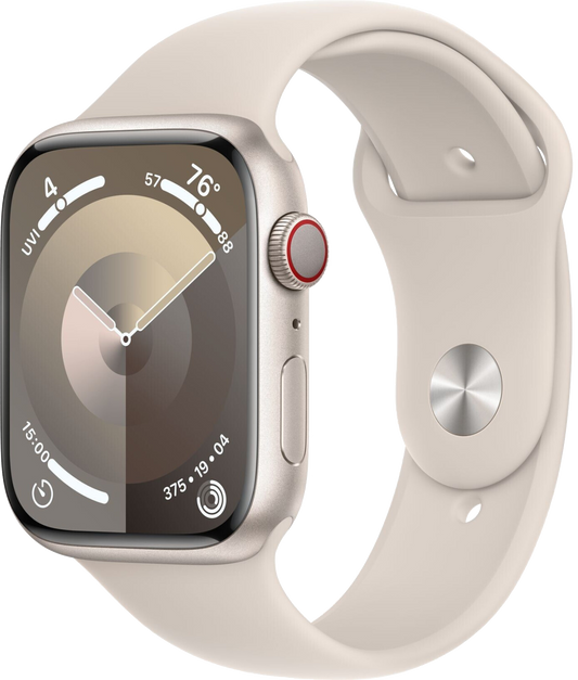 Apple Watch 9 LTE Alu 45mm Sportarmband Polarstern M/L MRM93 - Ohne Vertrag