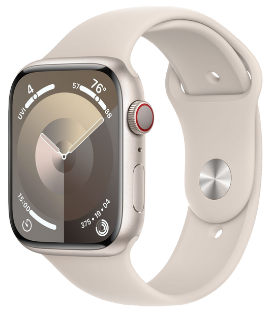 Apple Watch 9 LTE Polarstern Aluminium 45mm Sportarmband Polarstern S/M MRM83 - Ohne Vertrag