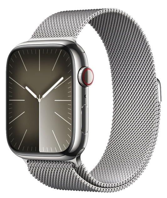 Apple Watch 9 LTE Silver Edelstahl 45mm Milanalse Loop Silver MRMQ3 - Ohne Vertrag