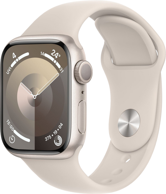 Apple Watch 9 Alu Polarstern 41mm Sportarmband Polarstern S/M MR8T3 - Ohne Vertrag