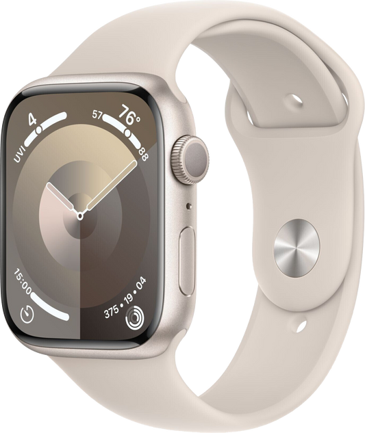 Apple Watch 9 GPS 45 Alu Sportarmband Polarstern M/L MR973 - Ohne Vertrag