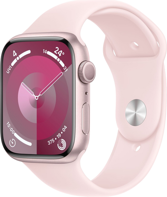 Apple Watch 9 Rosé Alu 45mm Sportarmband Hellrosa M/L MR9H3 - Ohne Vertrag