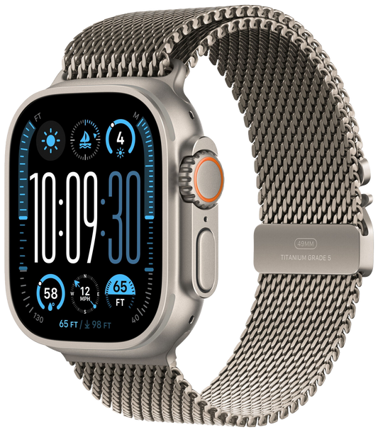 Apple Watch Ultra 2 2024 LTE Natur Titan 49mm Milanaise Armband Titan M MX5R3 - Ohne Vertrag