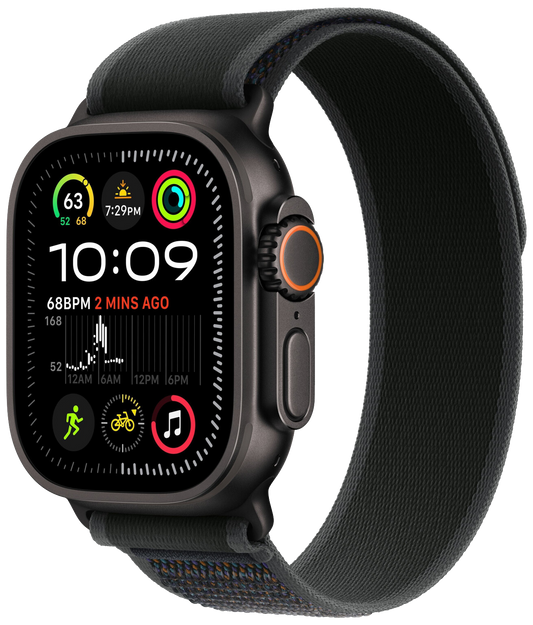 Apple Watch Ultra 2 2024 LTE Schwarz Titan 49mm Trail Loop Schwarz M/L MX4V3 - Ohne Vertrag