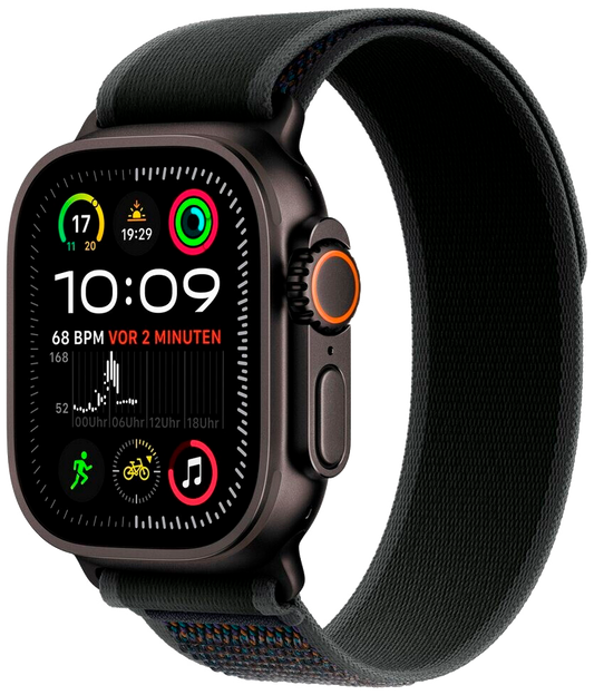 Apple Watch Ultra 2 2024 Schwarz Titan 49mm Trail Loop Schwarz S/M MX4U3 schwarz - Ohne Vertrag